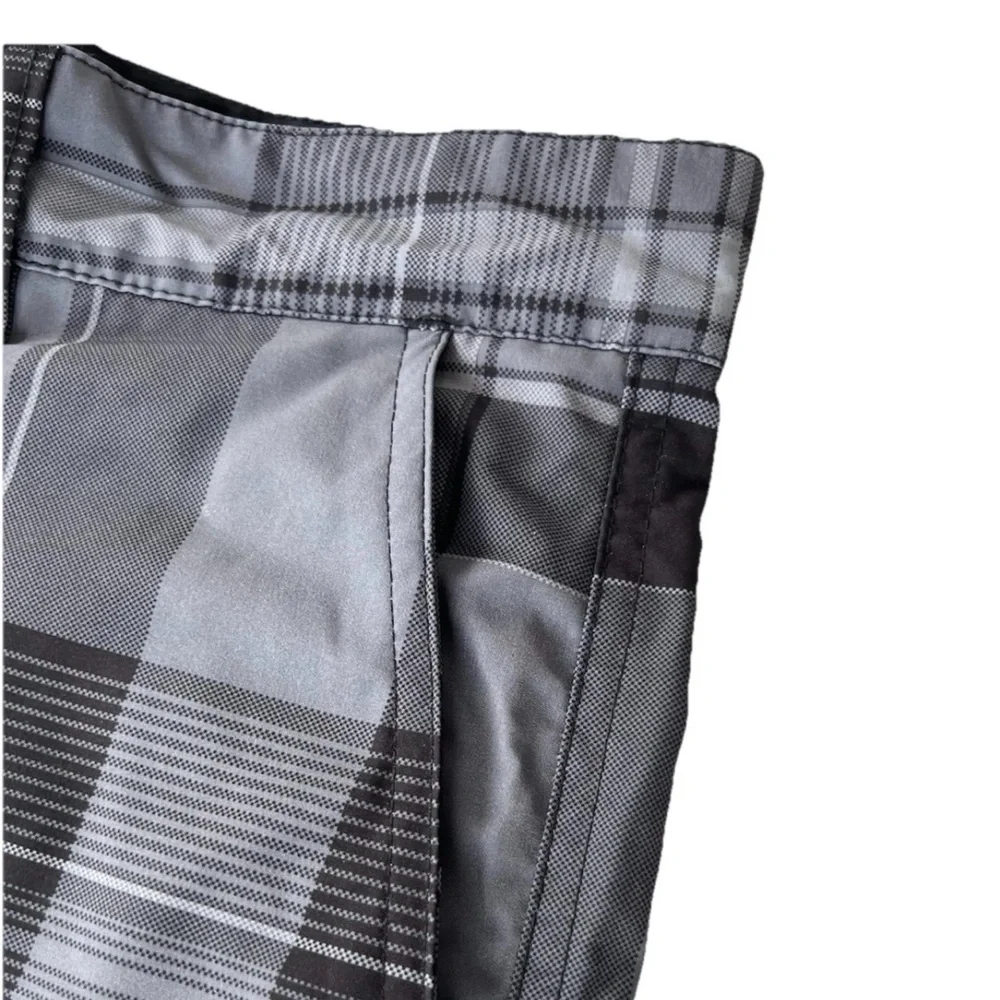 OP Board Shorts Men’s 36 Swim Trunks Black and Gray Plaid NWOT - Picture 5 of 8